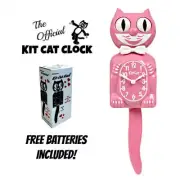 PINK SATIN KIT CAT CLOCK 15.5" Retro Free Battery Official Kit-Cat Klock US MADE