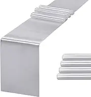 5 Pack Table Runner 12 X 108 Inch Silk Table Runner for Party,Wedding, Birthday, Banquets,Decoration(Silver)