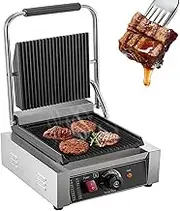 Commercial Sandwich Press Grill, 1800W Electric Stainless Steel Sandwich Maker Sandwich Machine, Non-Stick Contact Grill Griddle for Western Restaurant, Steak Shop, Snack Bar