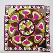 New Emilio Pucci Silk Scarf Pink Black Green 22 x 22in