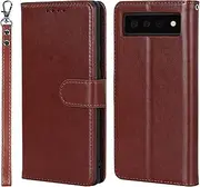 Case for Google Pixel 6A Leather Wallet Case with Card Holder Slot SunYoo Protection Shockproof Cover Kickstand Magnetic Handbag with Wrist Strap Women Men Flip Folio for Google Pixel6A Green