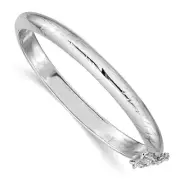 .925 Sterling Silver Rhodium Plated 5mm Baby Hinged Bangle Kid's Bracelet 5"