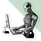 'Cyborg Using Computer' Clear Decal Stickers (DC044990)