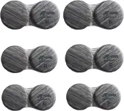 6 Pack Wood Grain Contact Lens Case, Mini Travel Holder Container, Silver Gray