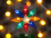14" Lighted Snowflake Christmas Holiday Tree Topper UL 10 Lights