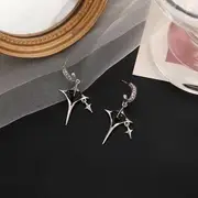 Star Enamel Alloy Drop Earring / Pendant Necklace 1 Pair - Earrings - Black & Silver - One Size