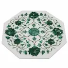 12'' antique white Marble side Center Table Top multi Stone Inlay malachite w10