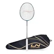 Li-Ning Wind Lite 800 II Carbon Fibre Badminton Strung Racket with Full Cover - For Intermediate - Dynamic Optimum Frame - Heavy Head - Maximum String Tension- 28lbs - Size: 78gm - Navy-Dark Grey