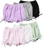 [Chicduo] 6 Pack Girls Shorts Toddler Biker Shorts Lolita Bloomers Maid Ruffle Pumpkin Pants Shorts Kids Lantern Shorts