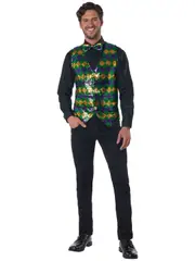Sequin Carnival Set Mardi Gras Moomba Festival Mens Costume Bow Tie & Vest