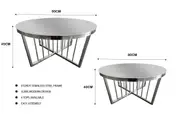Salina Coffee Table 80cm Silver Base - Mirror Glass