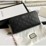 精品二手 GUCCI 古馳 雙G 金屬銀LOGO 壓紋皮革 473928 拉鍊長夾/錢包/手拿包 免運