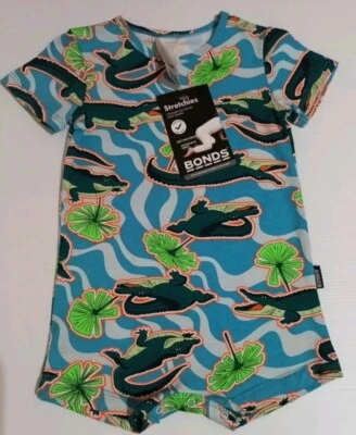 New BONDS Blue Crocodile Romper WONDERSUIT SIZE 00
