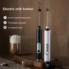 Electric Milk Frother - Rechargeable Handheld Electric Milk Frother with 2 Heads