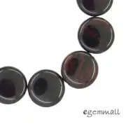 11PC Mahogany Obsidian Flat Round Coin Beads 18mm 7.6" #89054