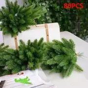80PCS Xmas Pine Needle Plant Branch Artificial Plastic Christmas Tree Home Decor