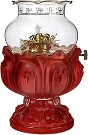 Oil Lamps Lotus Kerosene Lamp Ghee Buddha Front Lamp Kerosene Oil Lamp Clear Shade Glass Metal Hurricane Lamp Kerosene Lantern Retro Churches Lamp
