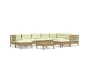 vidaXL 10 Piece Garden Lounge Set with Cushions Honey Brown Pinewood