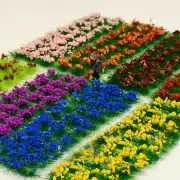 Irregular Type SelfAdhesive Static Grass Tufts with Multicolor Wildflowers