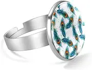 [FVQL] Adjustable Ring for Girls, Peacock Feather Animal Bird