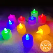 6/24 Pcs Flameless LED Votive Candles Battery Flickering Tea Lights Candle Party