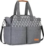 Lekespring Nappy Tote Bag Baby Nappy Changing Bag for Mom and Dad, Convertible Diaper Bag with Changing Mat and Insulated Pockets, Multifunctional Baby Travel Bag, Quilted Black