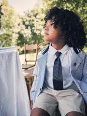 Angel & Rocket Blue Blake Textured 100% Cotton Blazer (164745) | $122 - $148