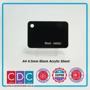 A4 Black 4 Pack 4.5mm Acrylic Perspex Sheet
