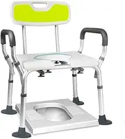 Foldable Commode/Shower Chair Folding Bedside Commode Chair,Portable Frame Non-Slip Toilet Chair with Backrest,Height Adjustable Aluminum Alloy Shower Chair Toilet Alternative Chair (Color : A)
