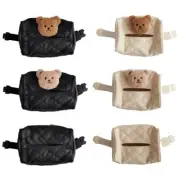 Car Tissue Box Dispenser with Bear Pattern Stylish Car Tissue Holder PU Box