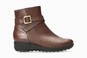 Mephisto Women's Avril Brown Silk Side Zip Wedge Ankle Boot