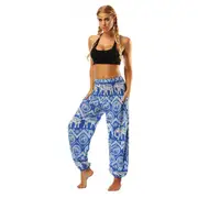 Nevenka Women's Boho Pants Elastic Waist Yoga Hippie Summer Beach Pants-YCI009