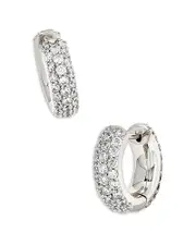 Kendra Scott Mikki Pave Huggie Hoop Earrings in Rhodium Plated