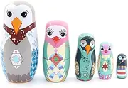 Stacking Nested Set Colorful Animal Stacking Dolls Wooden Russian Nesting Dolls for Home Decoration Kids Stacking Dolls Toy Birthday Handmade Nesting Dolls
