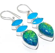 [THE SILVER SHOPPE] Australian Triplet Fire Opal 925 Sterling Silver Jewelry Earring 2.3"" k6L17, 2.3"", Gemstone, australian triplet fire opal, Same As Pictire