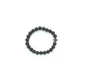 Andrew Christian Lava Stone Bracelet with Gold Cross - Black/Gold