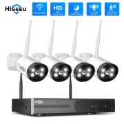 Hiseeu WK-4HBFO3 10CH NVR 3MP WiFi CCTV System Kit Color Night Vision Human Detection Two-way Audio IP66 Waterproof Wire