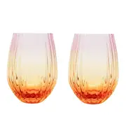 2pc Urban Ellie Ombre Stemless Glass Wine/Beer Cup Drinkware Pink/Yellow 12cm