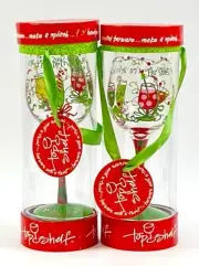 Top Shelf Wine Glass He Sees You When You're Drinking Set of 2