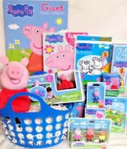 NEW PEPPA PIG TOY LOT GIFT BASKET FIGURE PLAY SET PLUSH DOLL BOOKS GAME PUZZLE