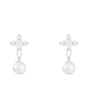 Splendid Pearls 14K 0.04 ct. tw. Diamond & 6-6.5mm Pearl Dangle Earrings