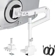monTEK Heavy-Duty Single Monitor Arm for 17-57 inch, up to 59.4lbs Ultrawide Screens,Gas Spring Dual Curved Adjustable Monitor Stand for Desk,75/100mm VESA Mount with USB，White
