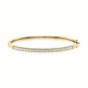 HUSH 9ct Yellow Gold Round Brilliant Cut with 1 1/2 CARAT tw of Diamond Simulants Bangle