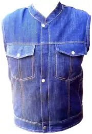 Motorcycle Denim Vest Sons Of Anarchy Biker Rider American Zipper Bike Vest