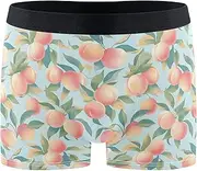 [FRODOTGV] Pink Peaches Light Blue Mens Boxer Brief Shorts Breathable Underwear for Men Compression Boxer Para Hombre