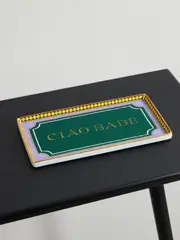 [La DoubleJ] La DoubleJ - Ciao Babe Printed Gold-plated Porcelain Tray - Green - One size One size Green