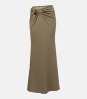[Christopher Esber] Christopher Esber Embellished ruched jersey maxi skirt AU 8 green