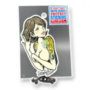 Quirky Fun Japan Sticker Beautiful Topless Tattooed Woman Decal B-Side Label