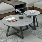 2PCS Nordic Nesting Coffee Table X Base Marble Stacking Accent Table Side Table