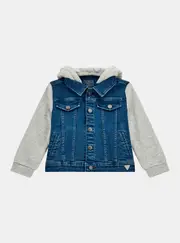 GUESS Blue Denim Hooded Jacket Size: 6/7, Spandex